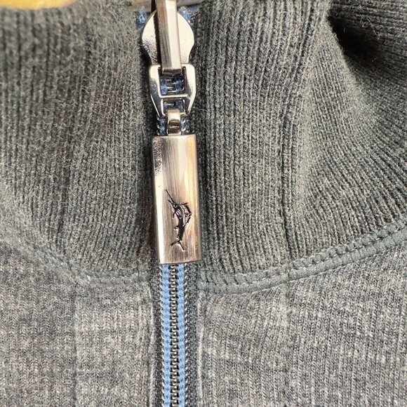 Tommy Bahama Sweater Men Flipshore Reversible Half-Zip Gray Blue Pullover - Picture 9 of 16